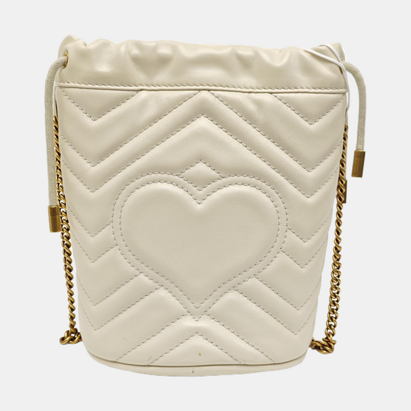 GG Marmont Mini Quilted Calfskin White