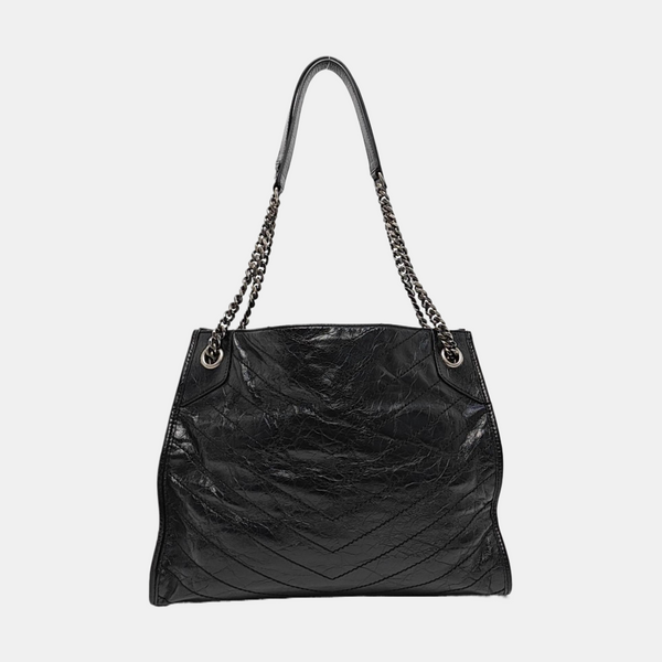 NIKI Medium Chevron Calfskin Black
