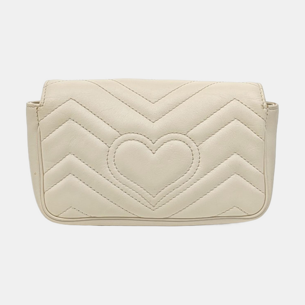 GG Marmont Mini Quilted Calfskin White