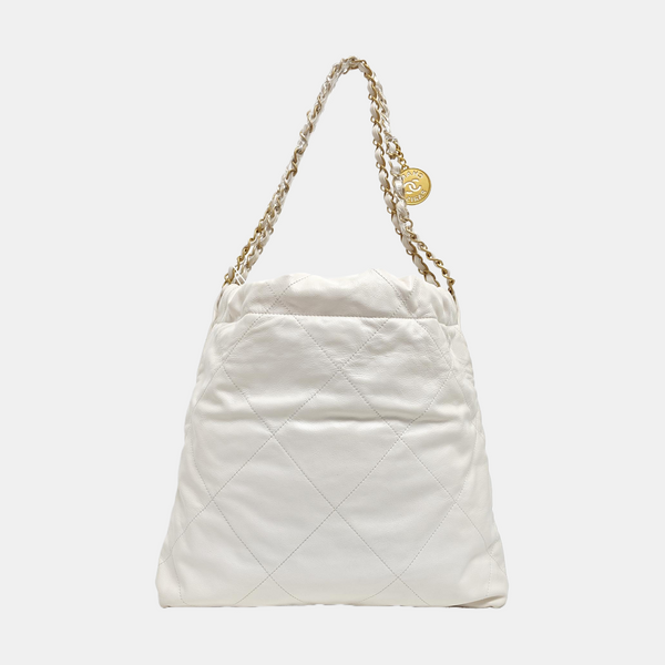 CHANEL 22 Small Quilted Calfskin White