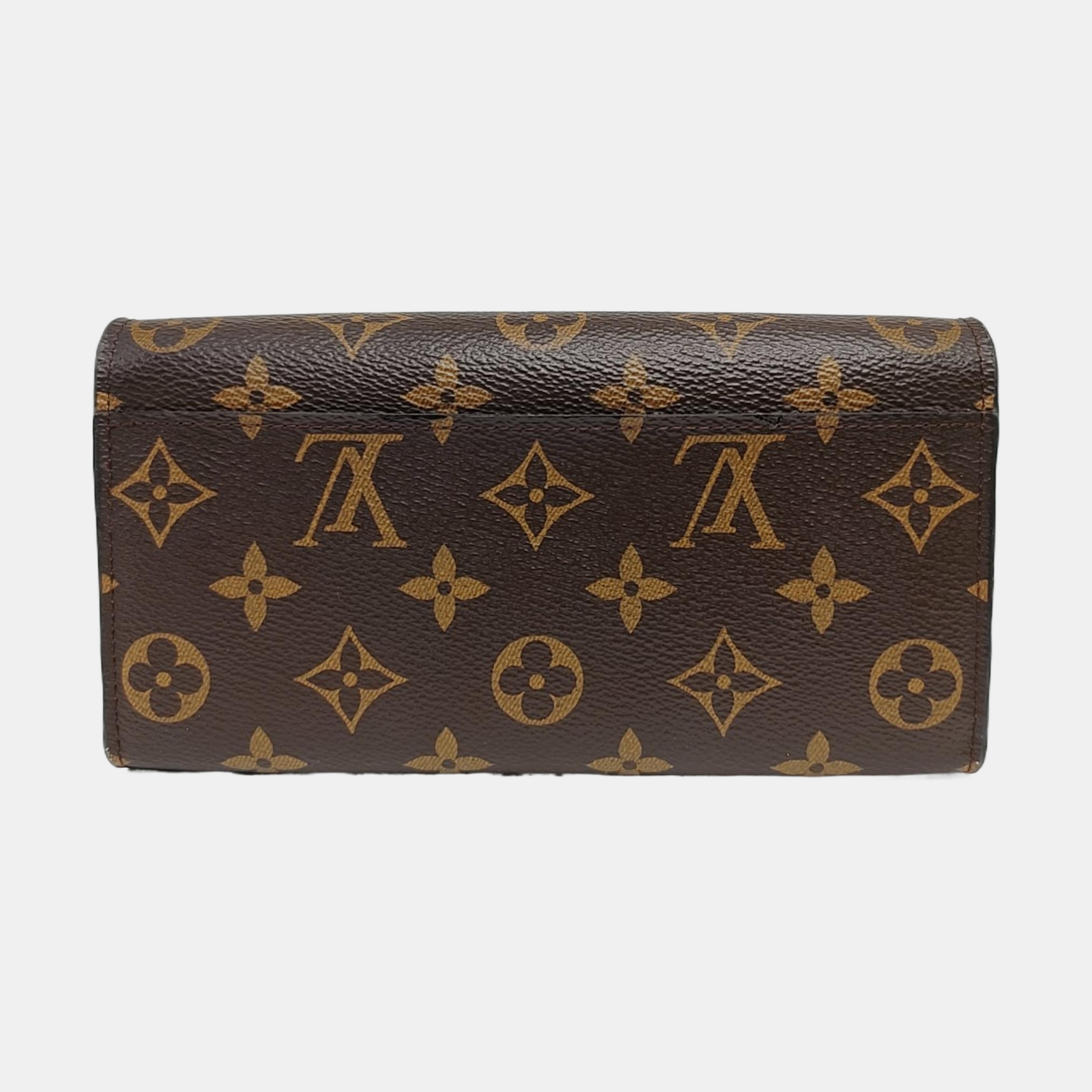 SARAH Monogram Coated Canvas Brown Wallet