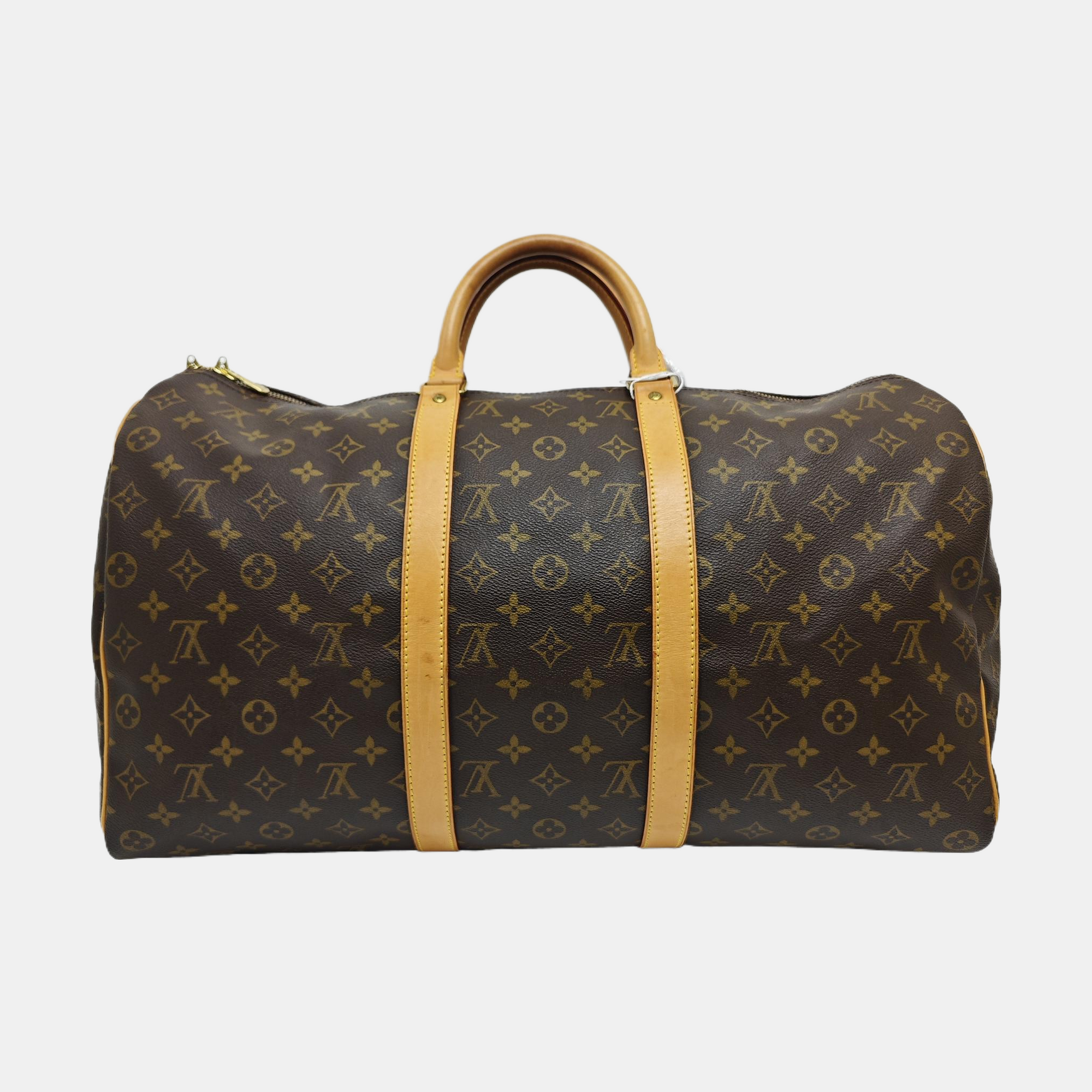 KEEPALL 50 Monogram Coated Canvas Brown