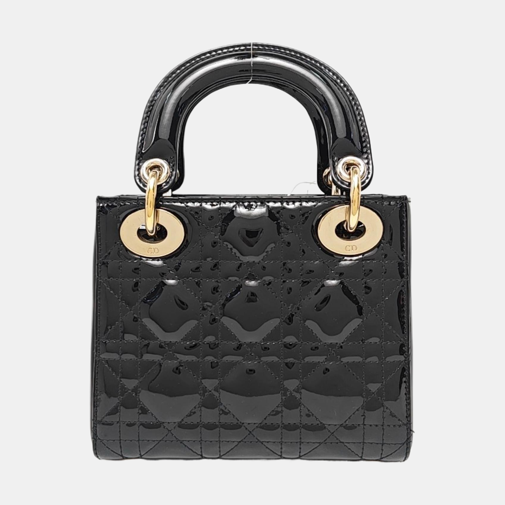 Lady Dior Mini Cannage Patent Leather Black