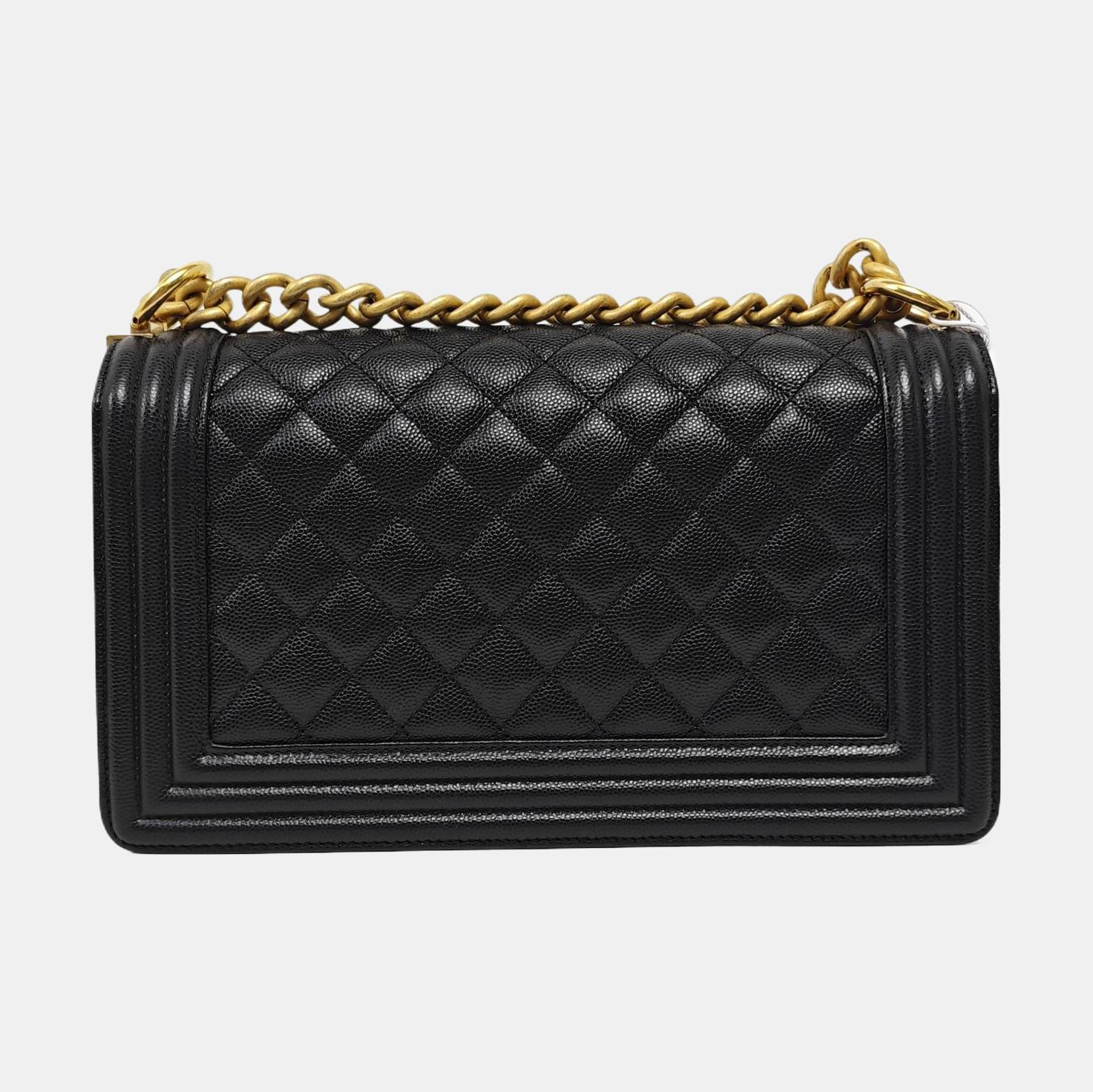 BOY CHANEL Medium Quilted Grained Calfskin Black