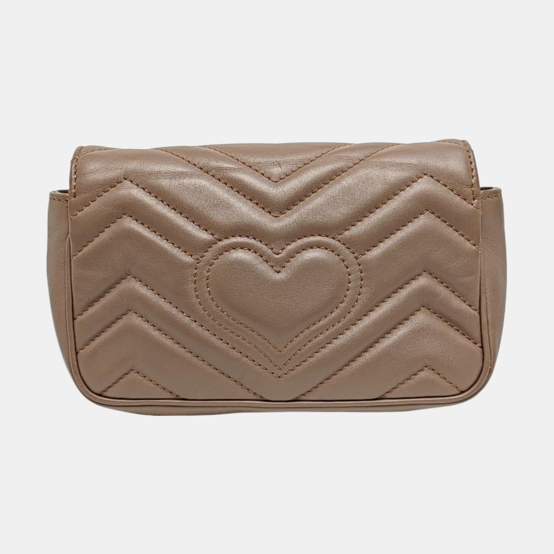 GG Marmont Mini Piel de Becerro Acolchada Beige