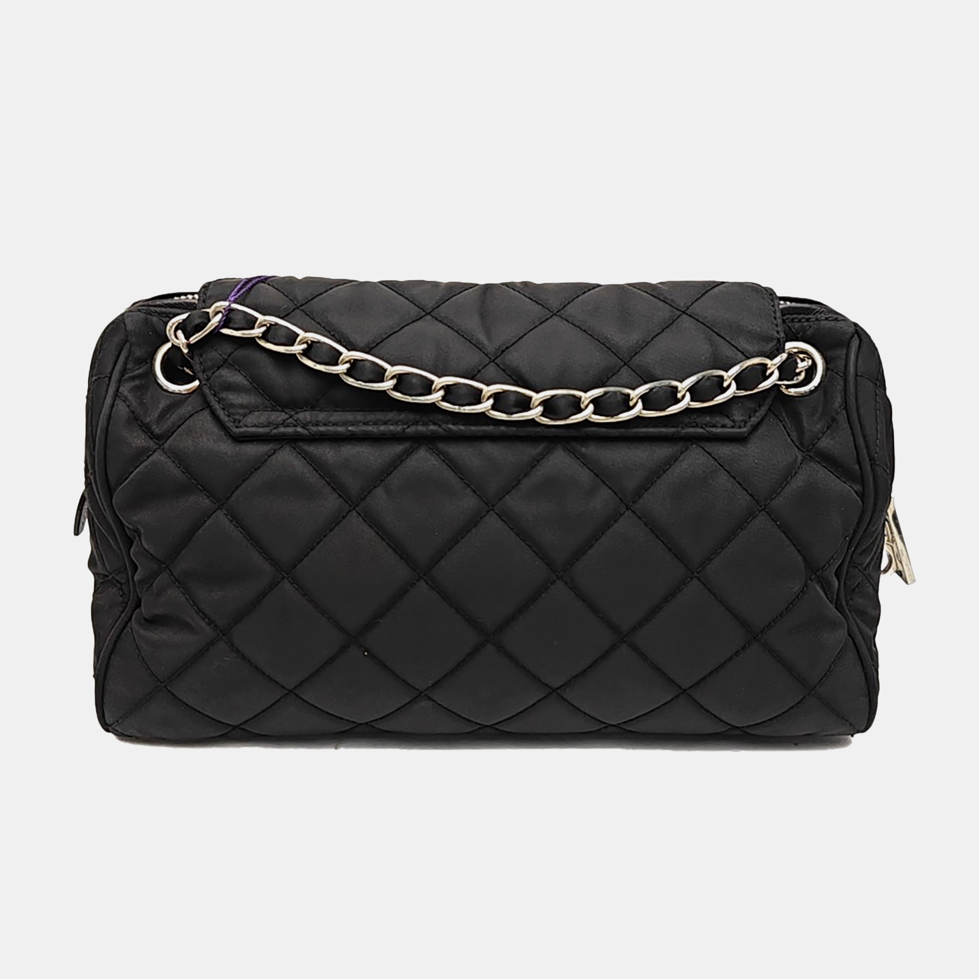 Quilted Nylon Shoulder Bag Black