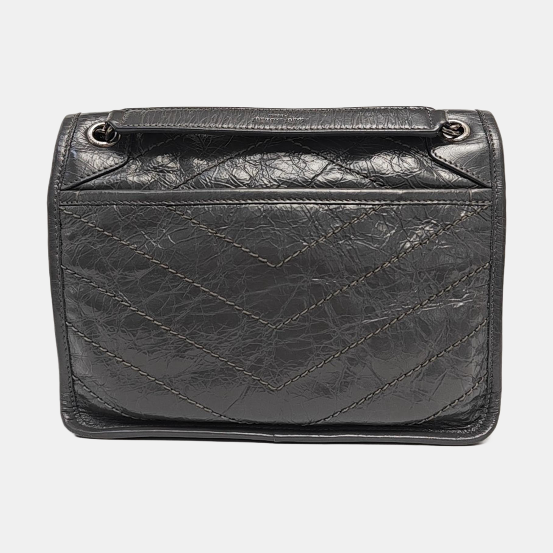NIKI Small Chevron Calfskin Gray