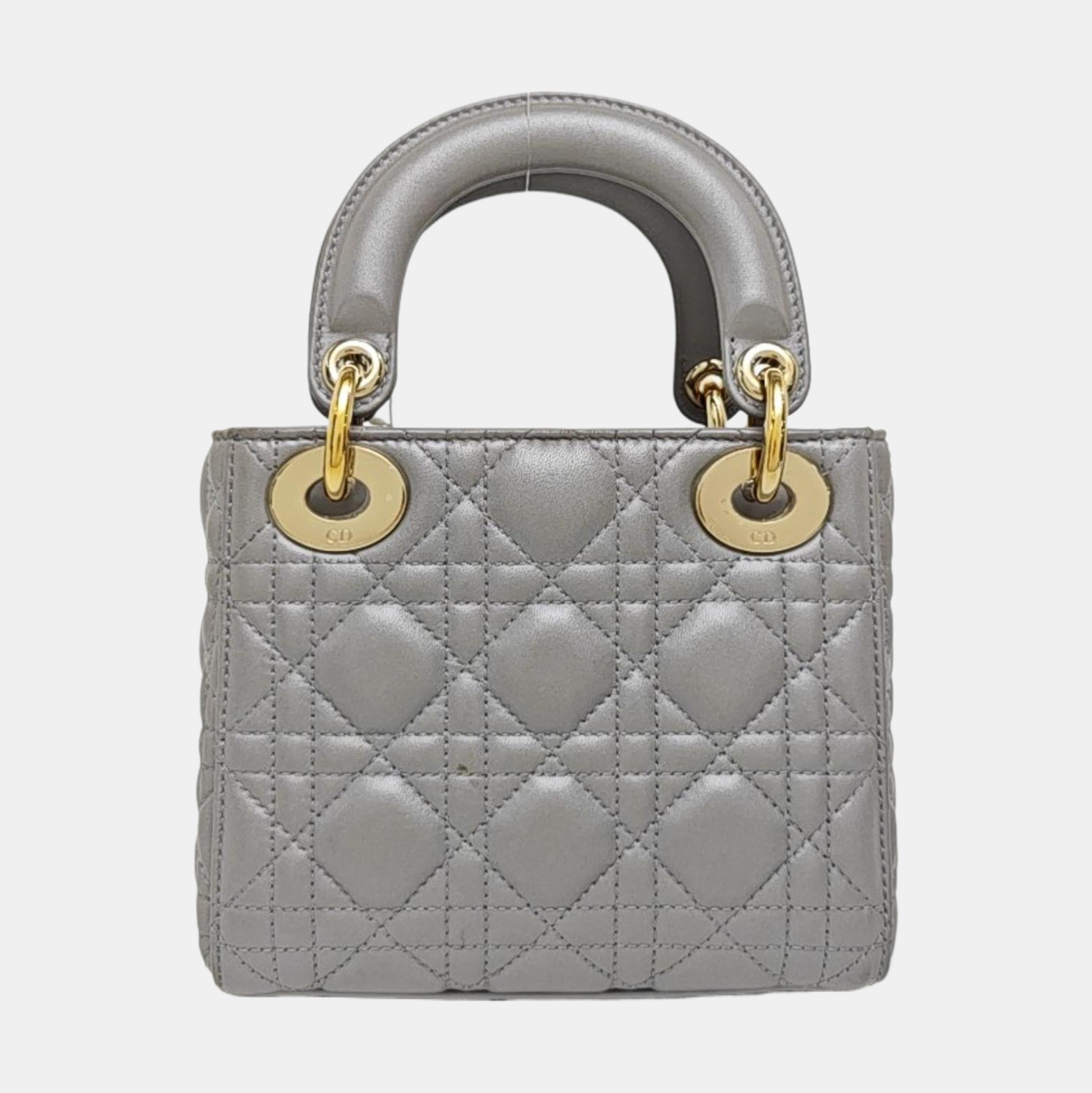 Lady Dior Mini Cannage Lambskin Gray