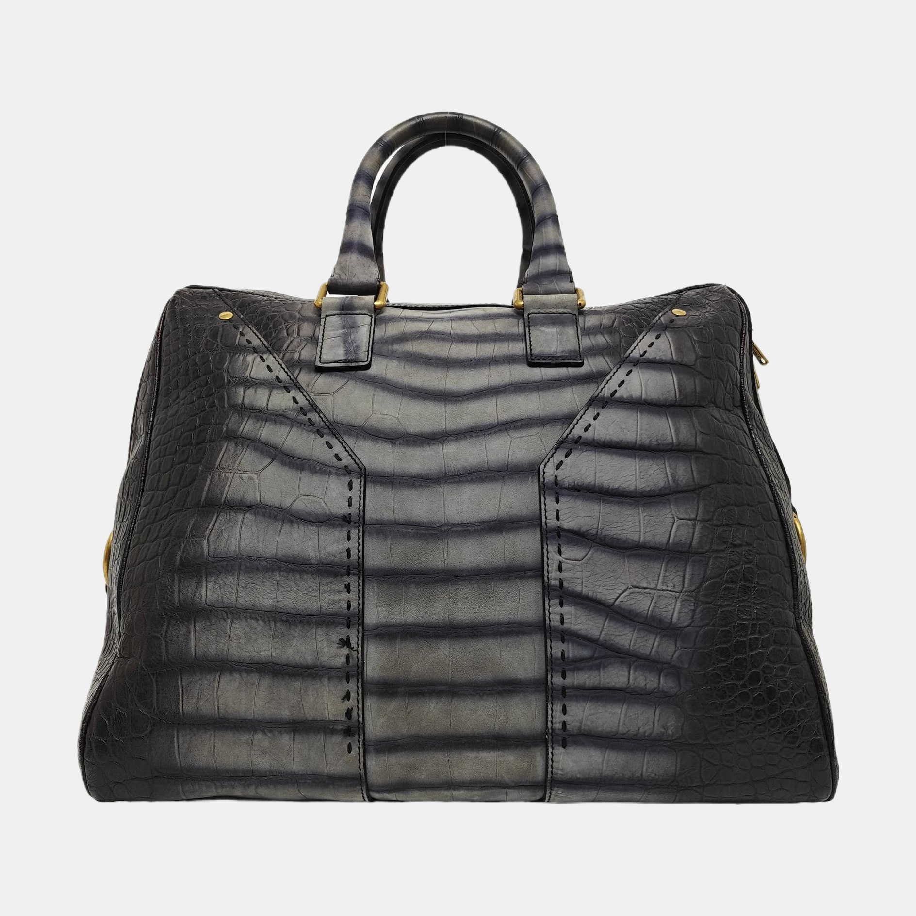 Calfskin Top Handle Bag Gray