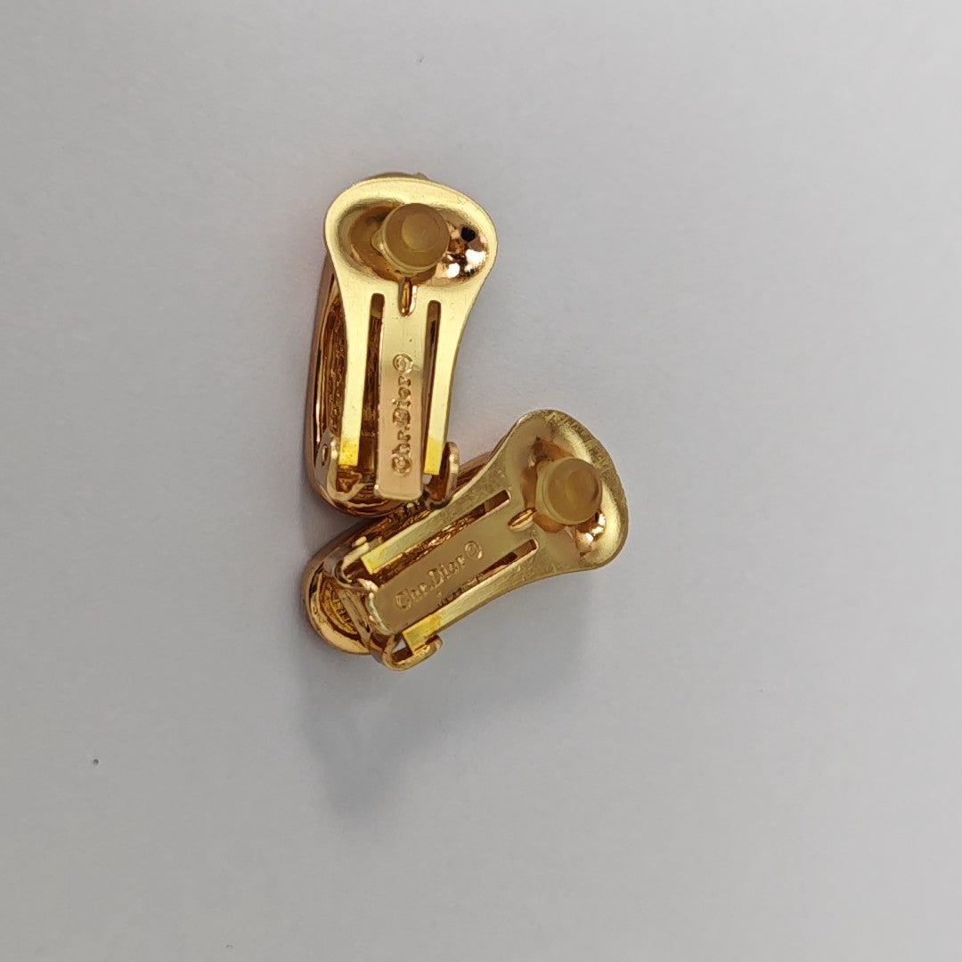 Dog Tag Metal Gold Clip On Earrings