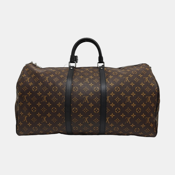 KEEPALL 55 Monogram Coated Canvas Brown