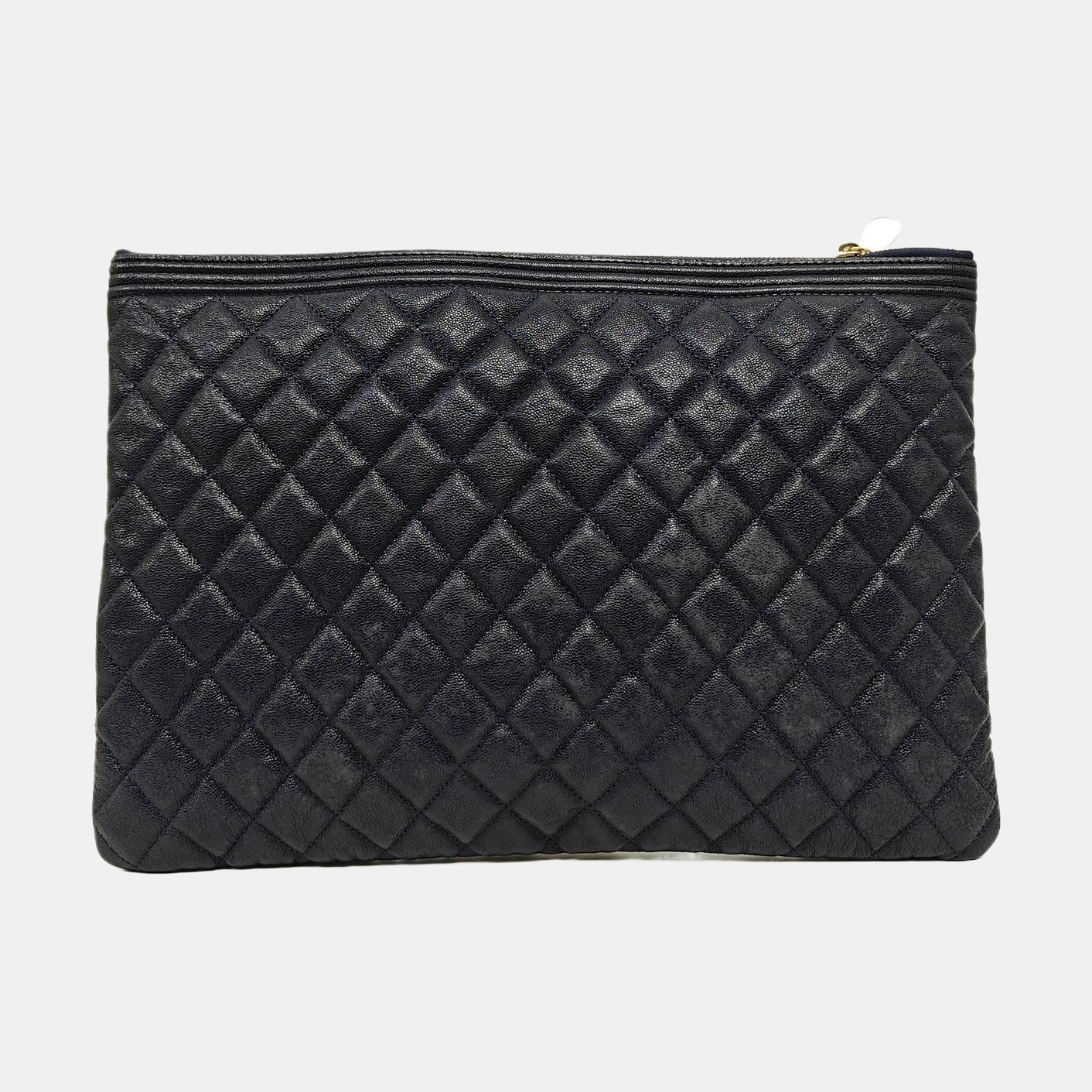 BOY CHANEL Large Quilted Grained Calfskin Blue