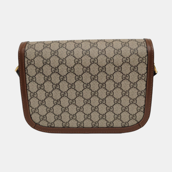 Horsebit 1955 Medium Monogram Coated Canvas Beige