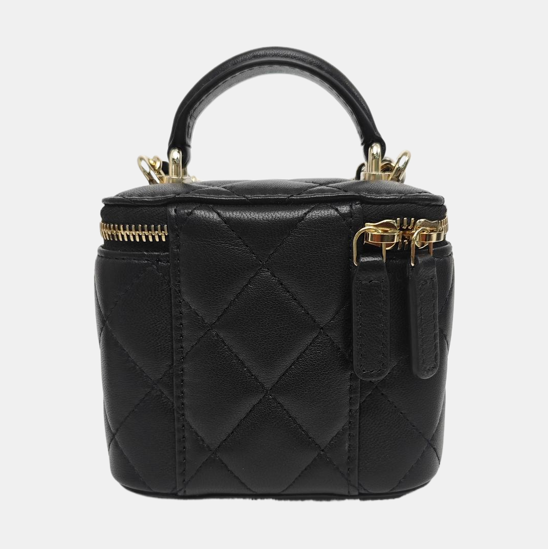 VANITY CASE Mini Quilted Lambskin Black
