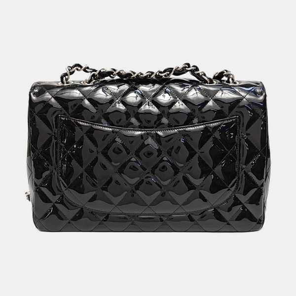 Large Quilted Patent Leather Black