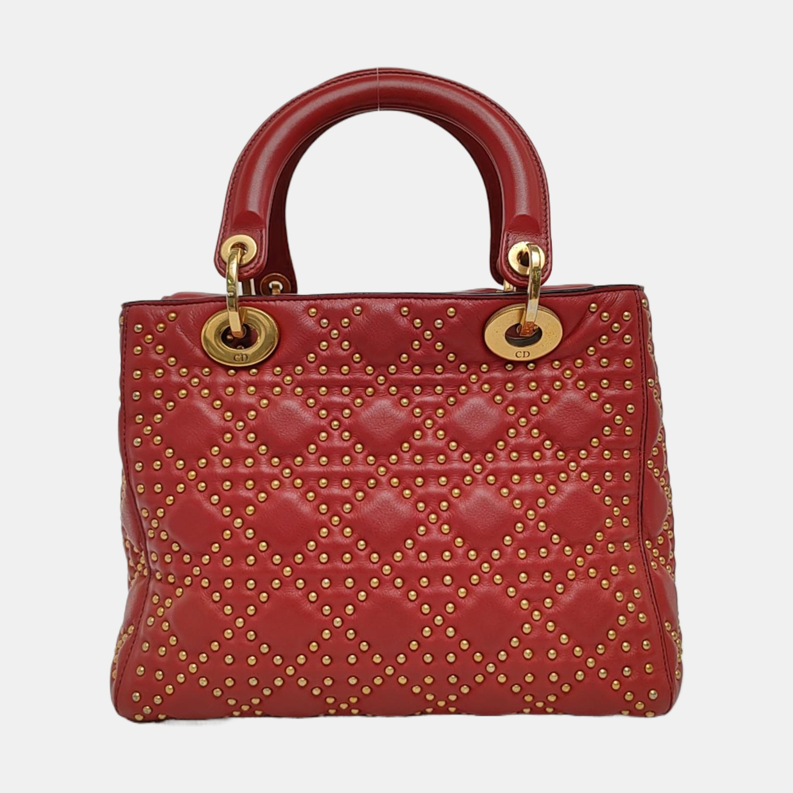Lady Dior Mediano Piel de Becerro Roja