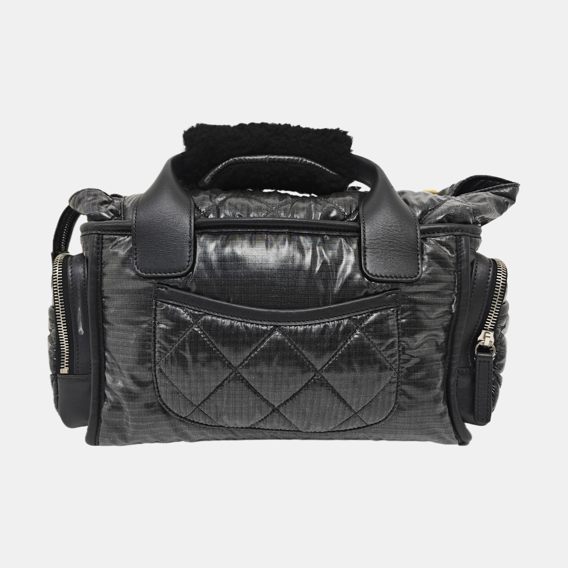 Quilted Nylon Shoulder Bag Gray