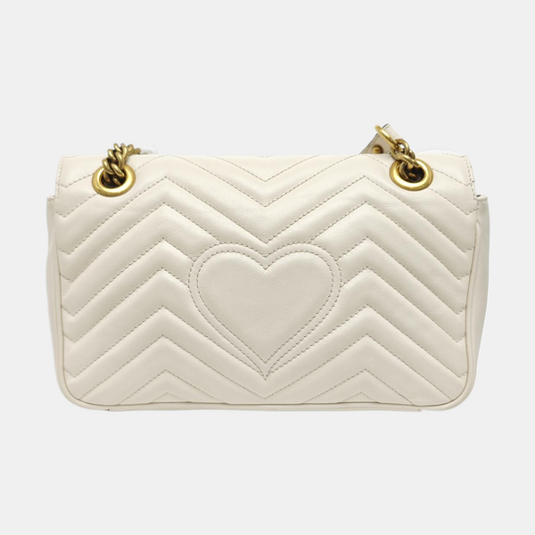 GG Marmont Medium Quilted Calfskin White