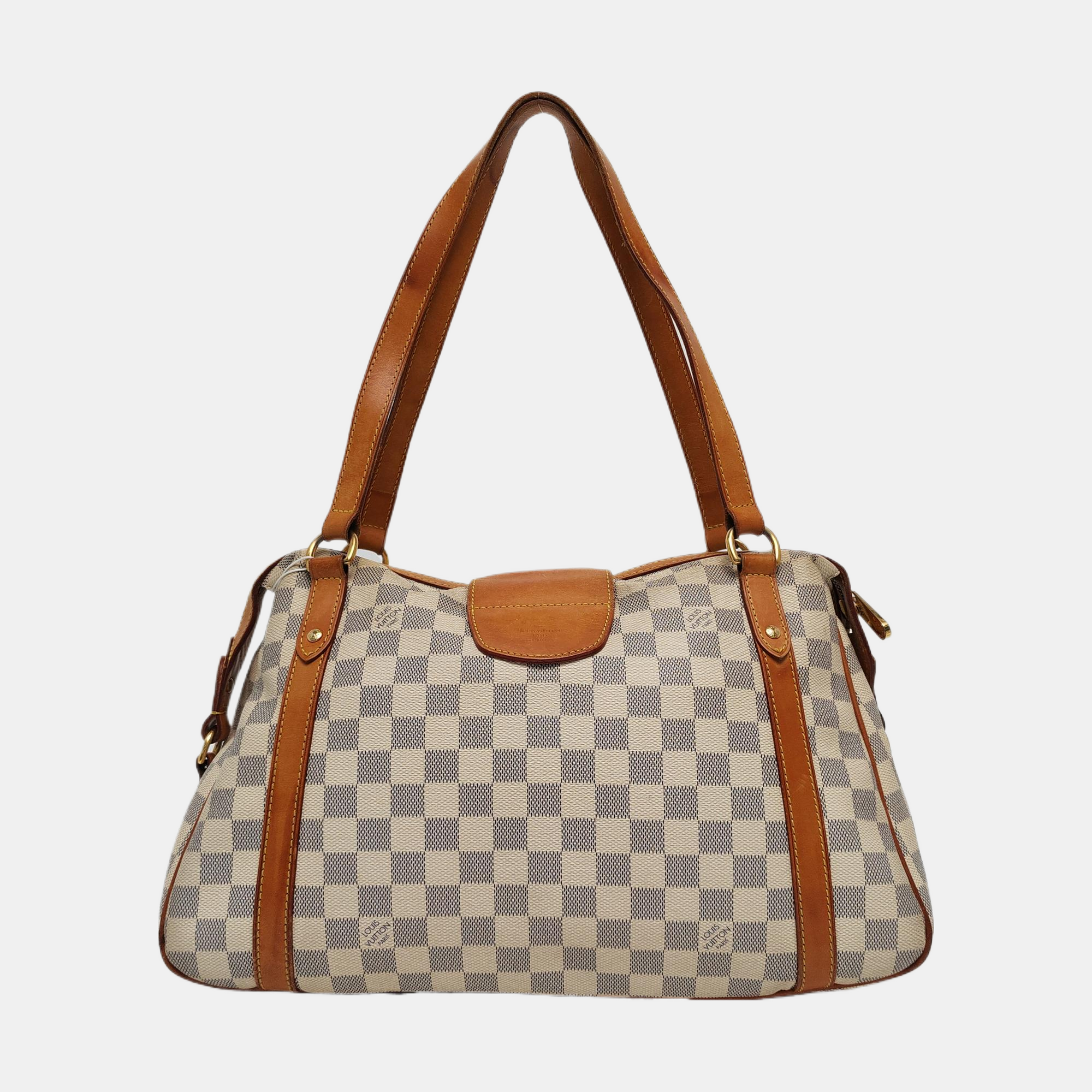 STRESA PM Damier Azur Coated Canvas White