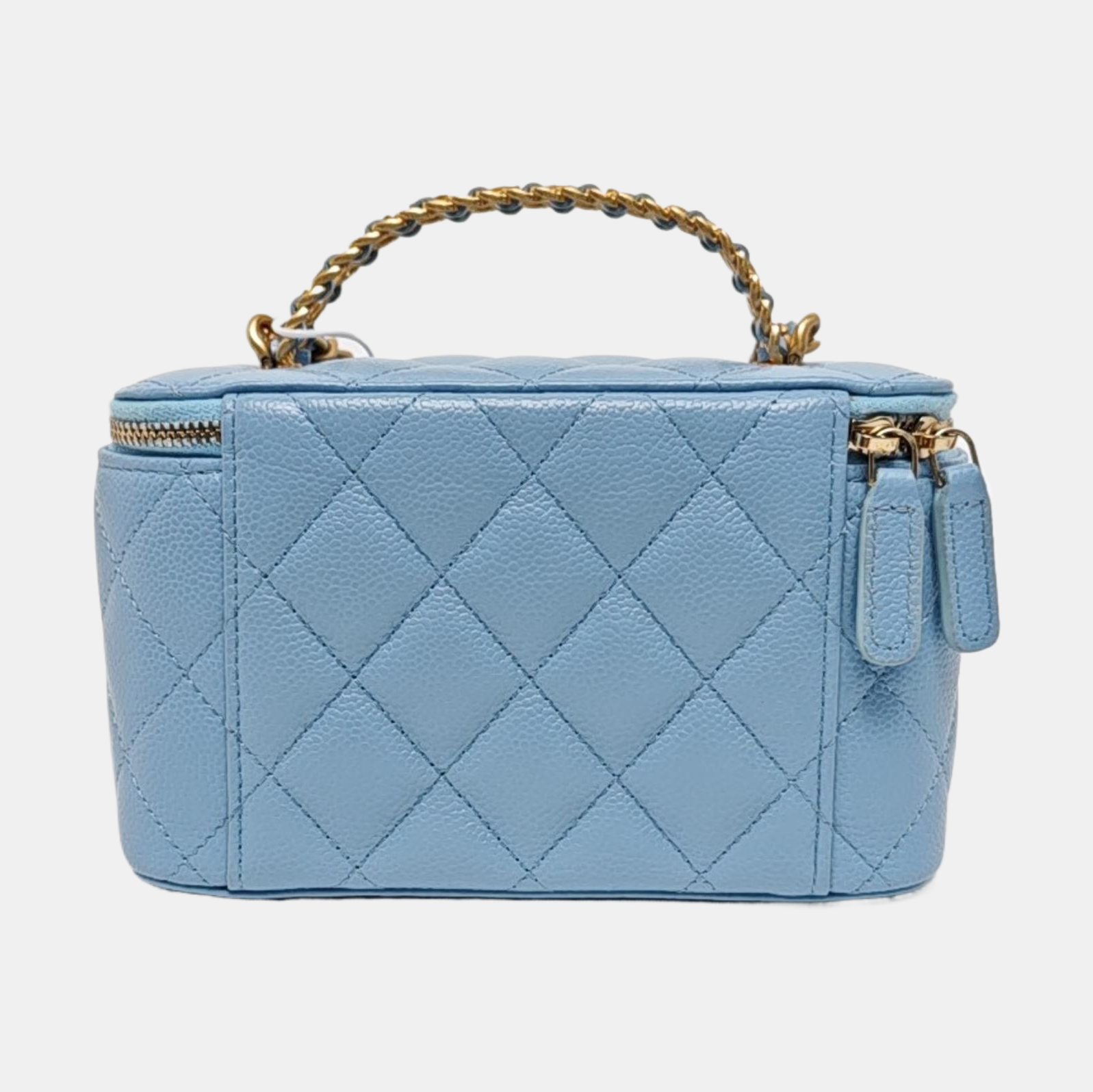VANITY CASE Small Quilted Grained Calfskin Blue