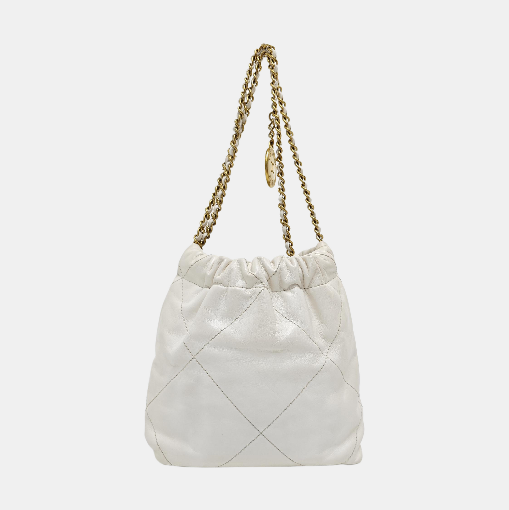 CHANEL 22 Mini Quilted Calfskin White