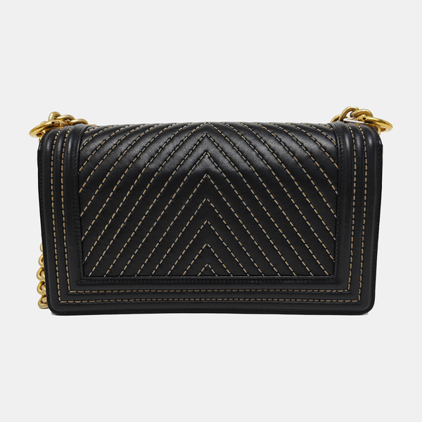 BOY CHANEL Medium Chevron Lambskin Black
