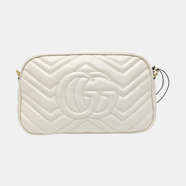 GG Marmont Small Quilted Calfskin White