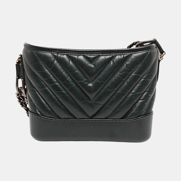 Authenticated pre-owned  GABRIELLE Small Chevron, Quilted Calfskin Green - Shoulder Bag at Looply