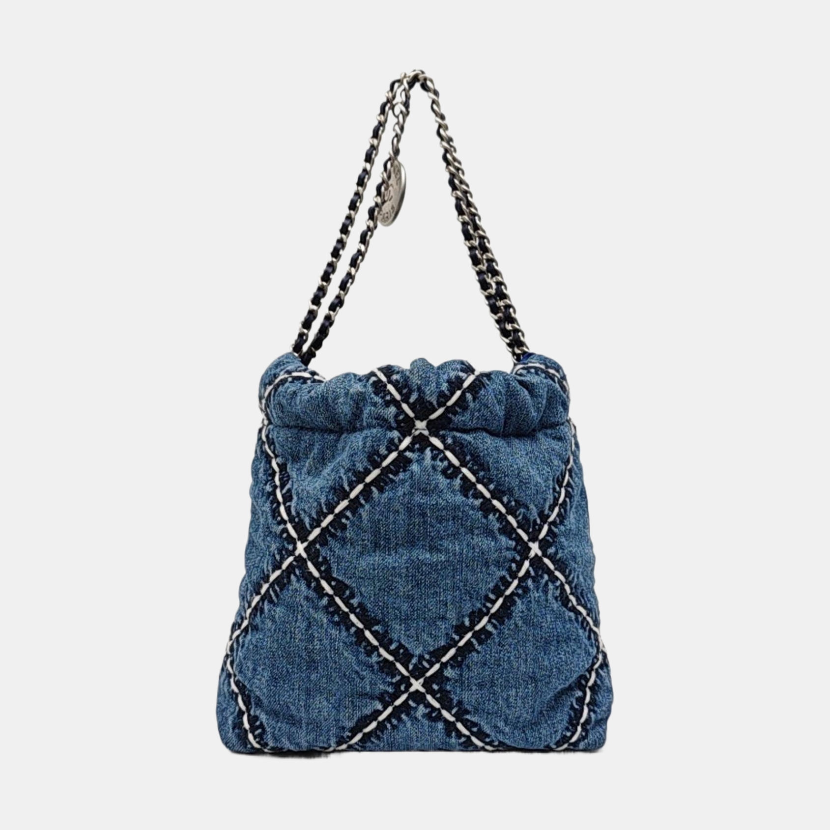 CHANEL 22 Mini Quilted Denim Blue