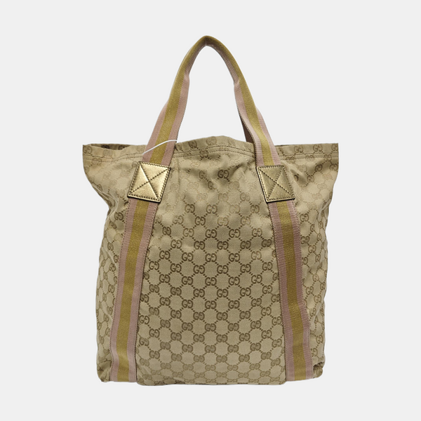 Monogram Canvas Tote Bag Beige