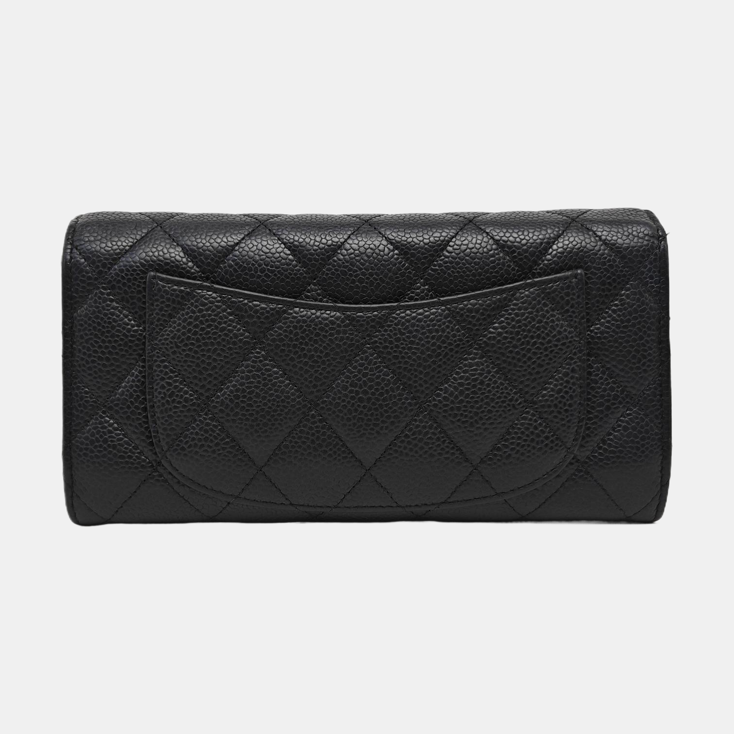 CLASSIC FLAP Mini Quilted Grained Calfskin Black Wallet