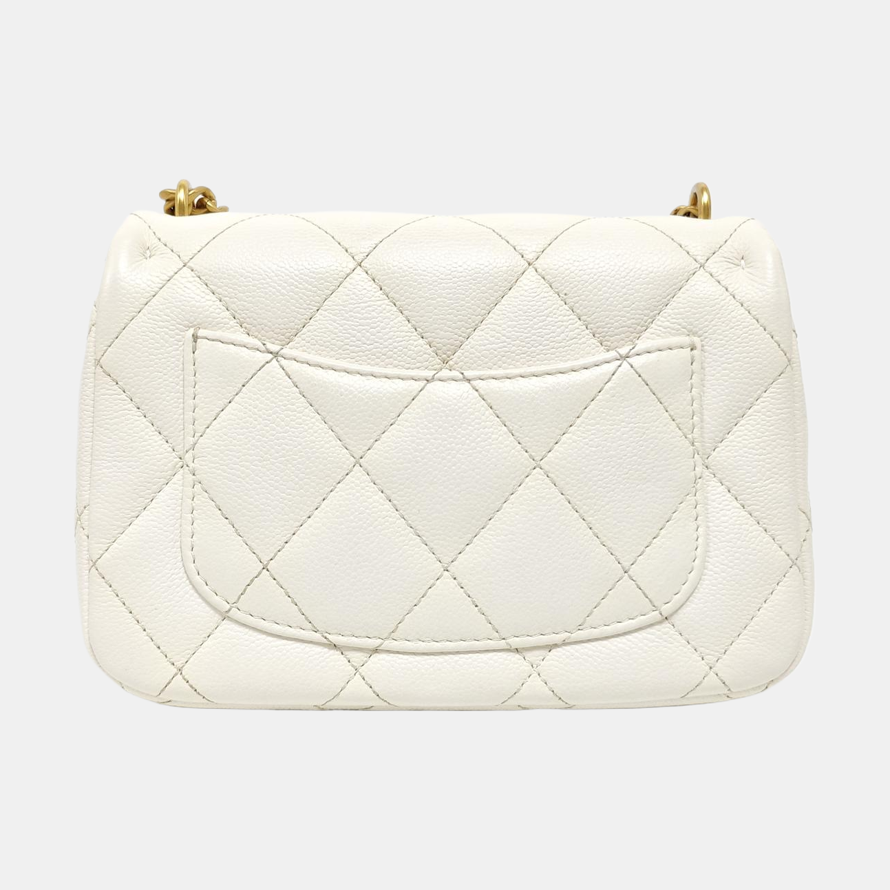 CLASSIC FLAP Small Quilted Grained Calfskin White