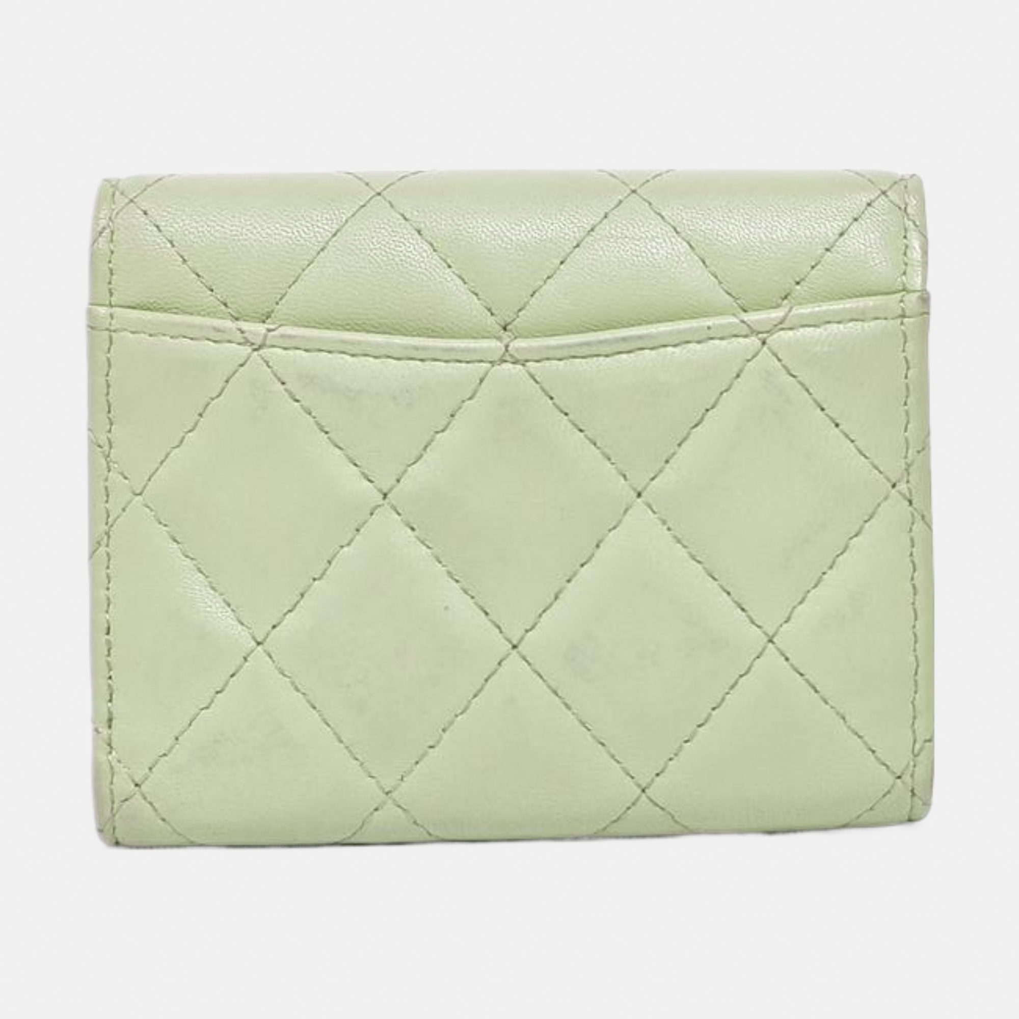 Cartera Clásica con Solapa de Piel de Cordero Acolchada Verde