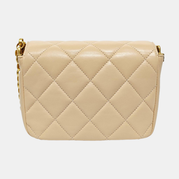 Small Quilted Lambskin Beige