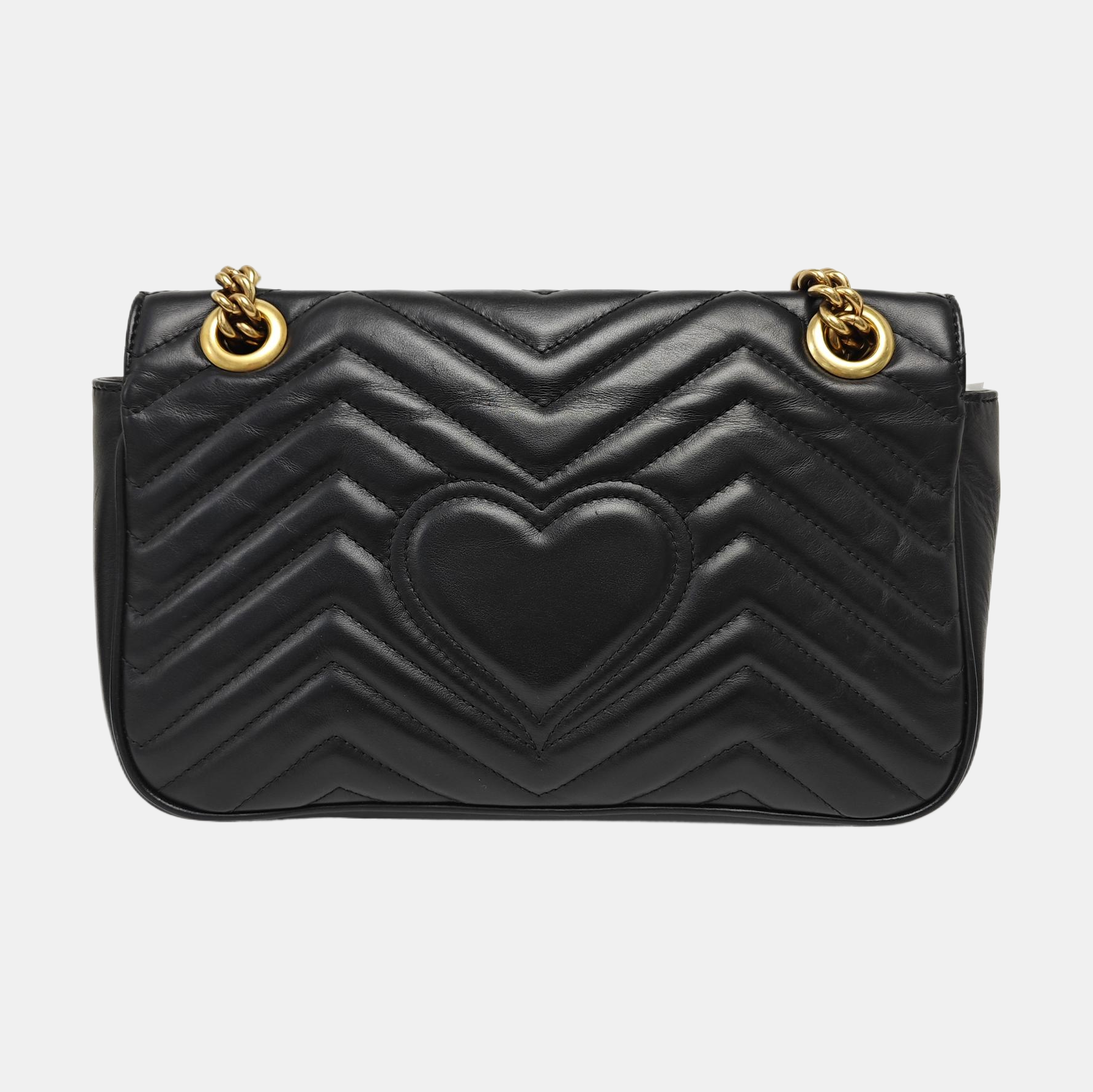 GG Marmont Medium Quilted Calfskin Black