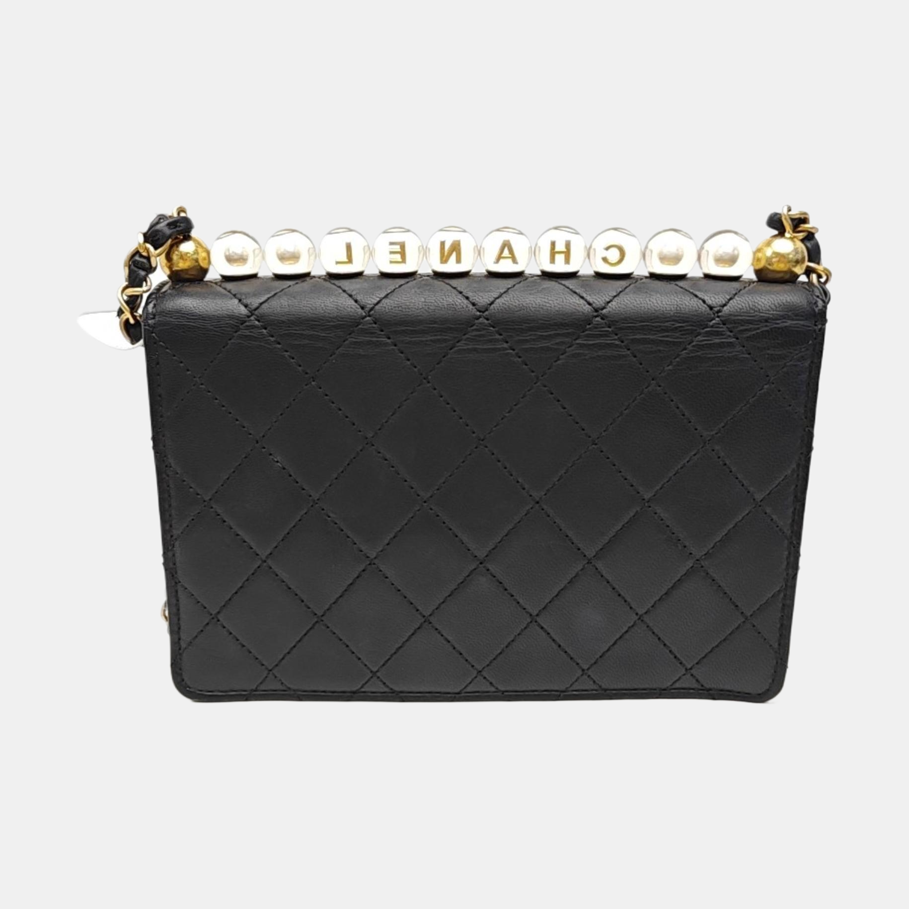 Quilted Lambskin Shoulder Bag Black