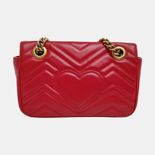 GG Marmont Small Quilted Calfskin Red