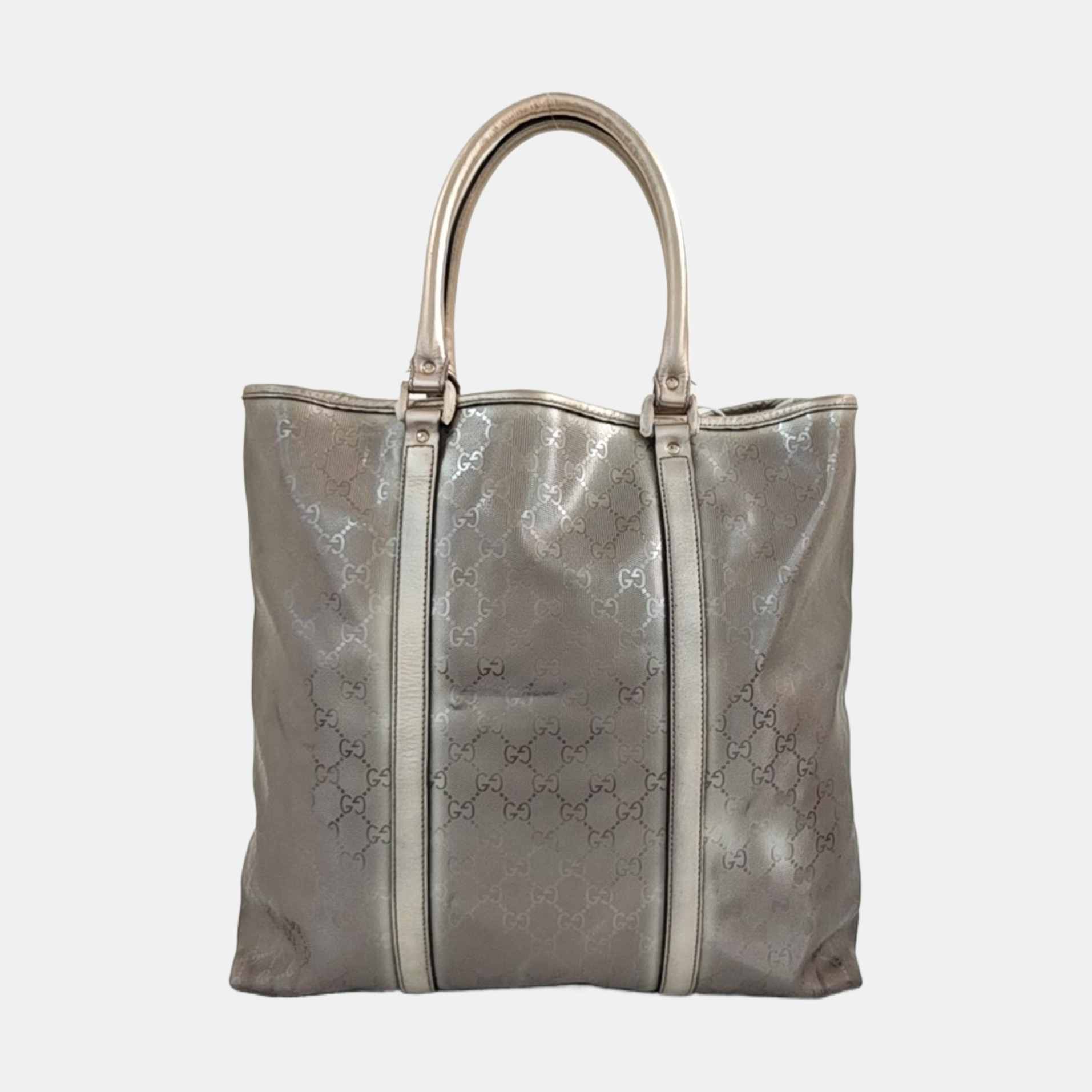 Monogram Coated Canvas Tote Bag Silver