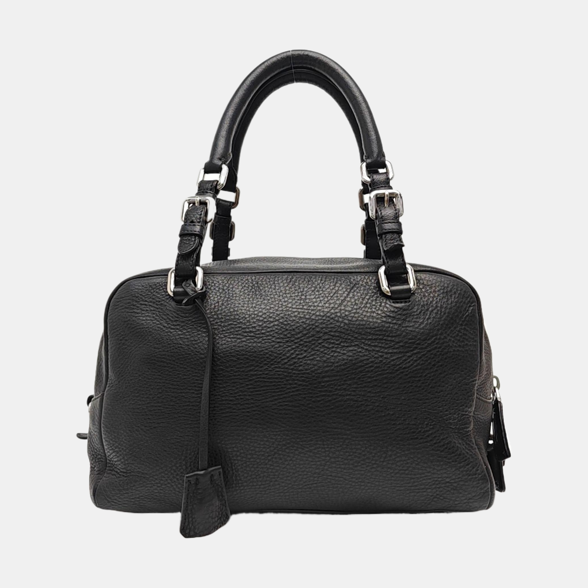 Calfskin Top Handle Bag Black