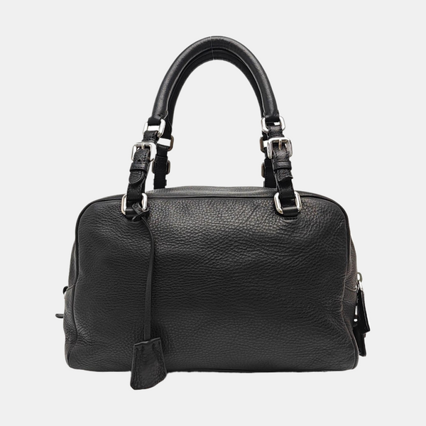 Calfskin Top Handle Bag Black