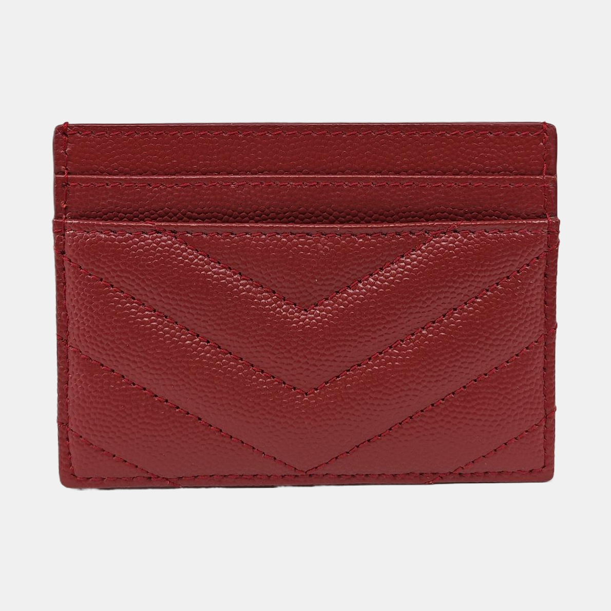 MONOGRAM Chevron Lambskin Red Card Holder