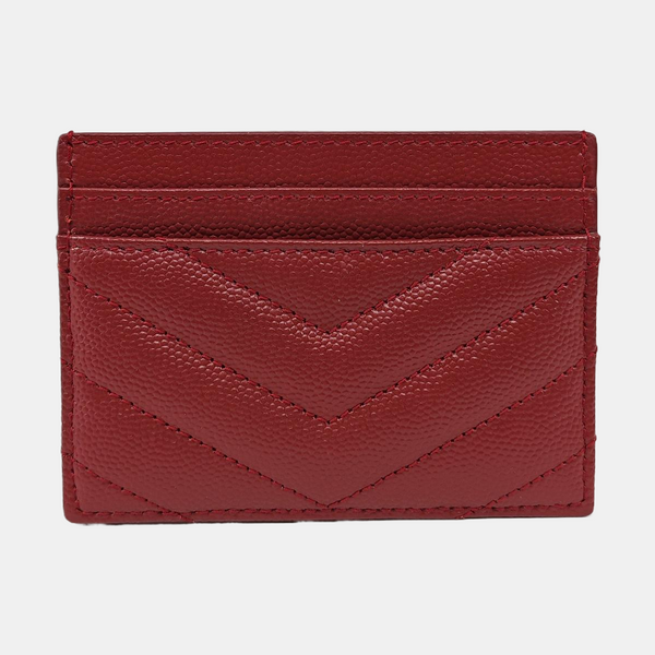 MONOGRAM Chevron Lambskin Red Card Holder
