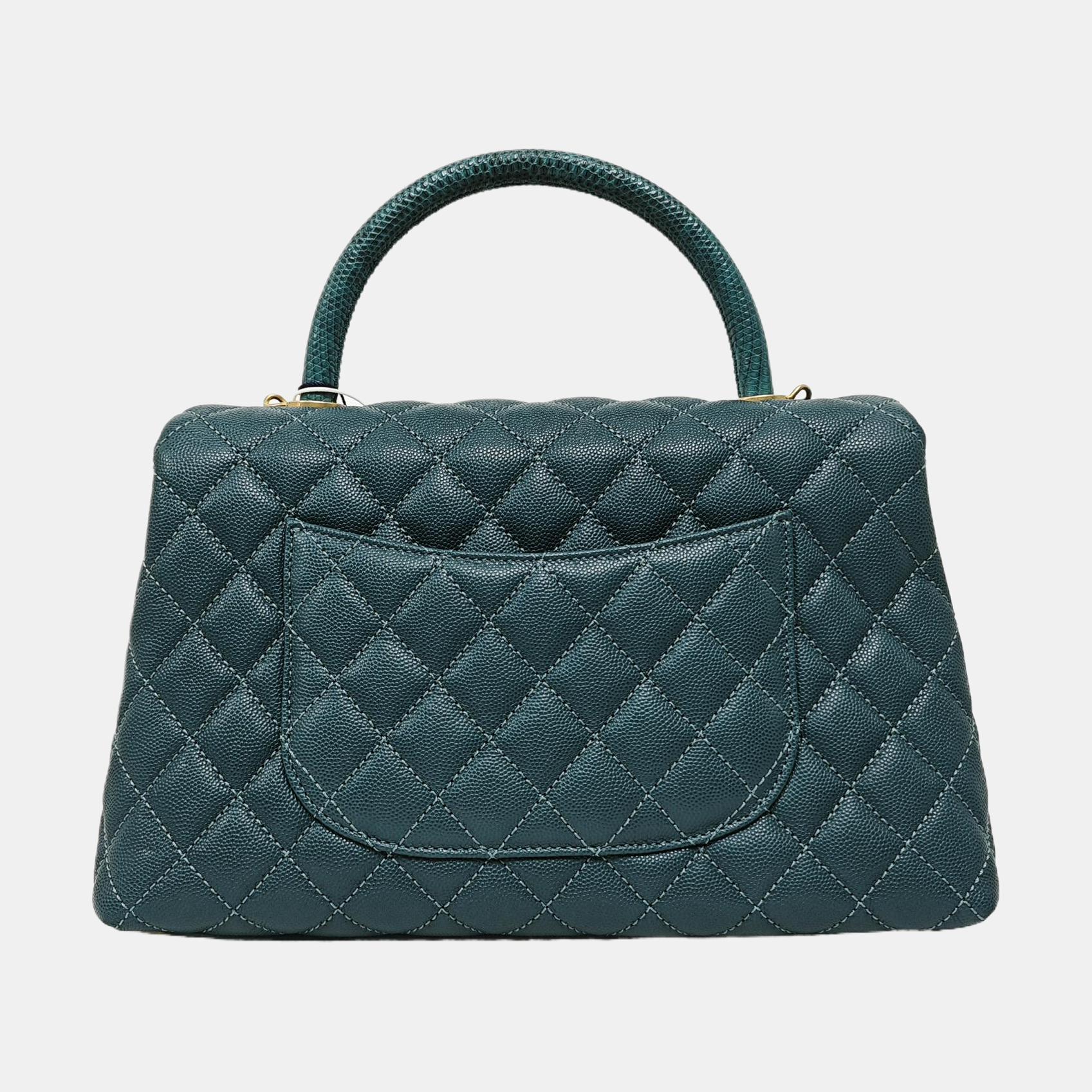 COCO HANDLE Medium Quilted Grained Calfskin Green