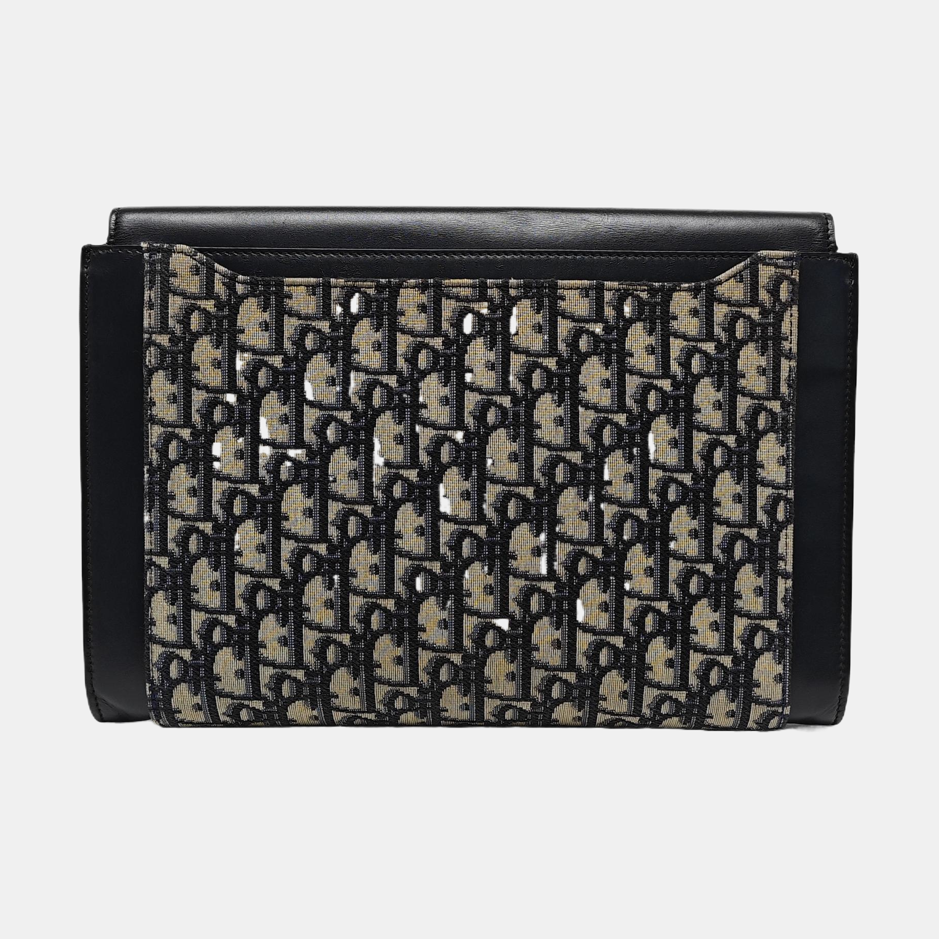 Oblique Canvas Clutch Blue