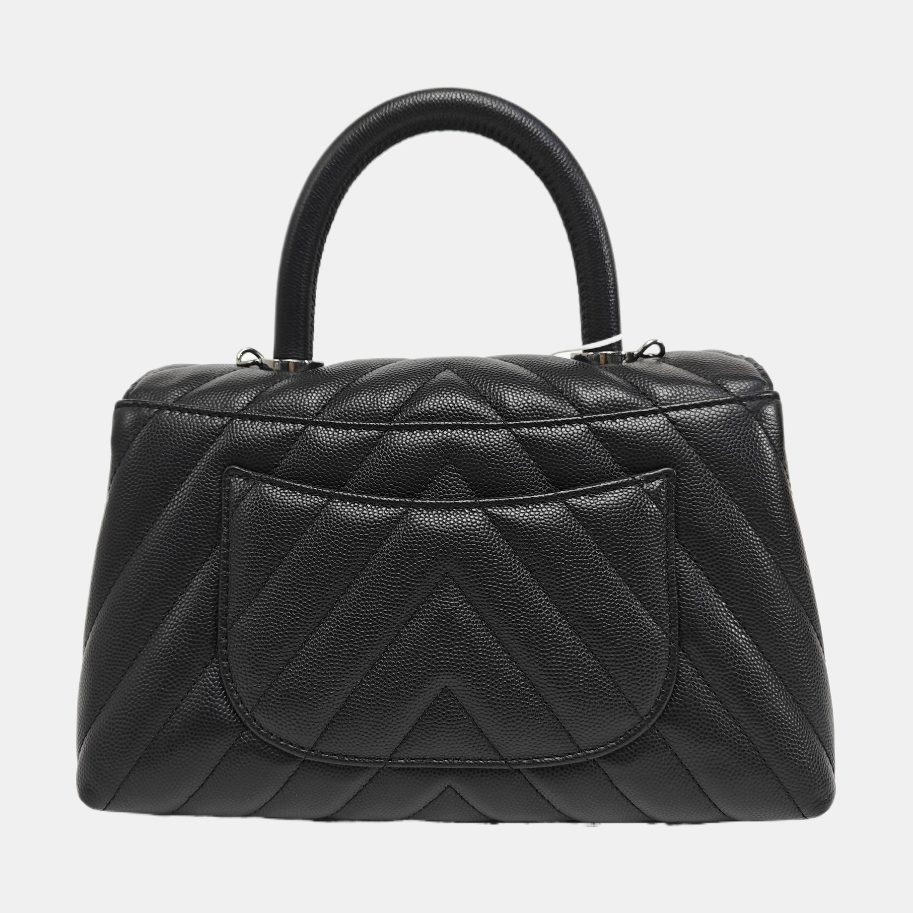 COCO HANDLE Small Chevron Grained Calfskin Black