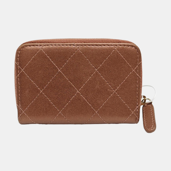 Quilted Lambskin Card Holder Beige