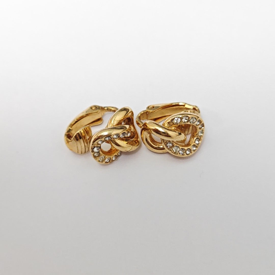Twist Round Metal Gold Clip On Earrings