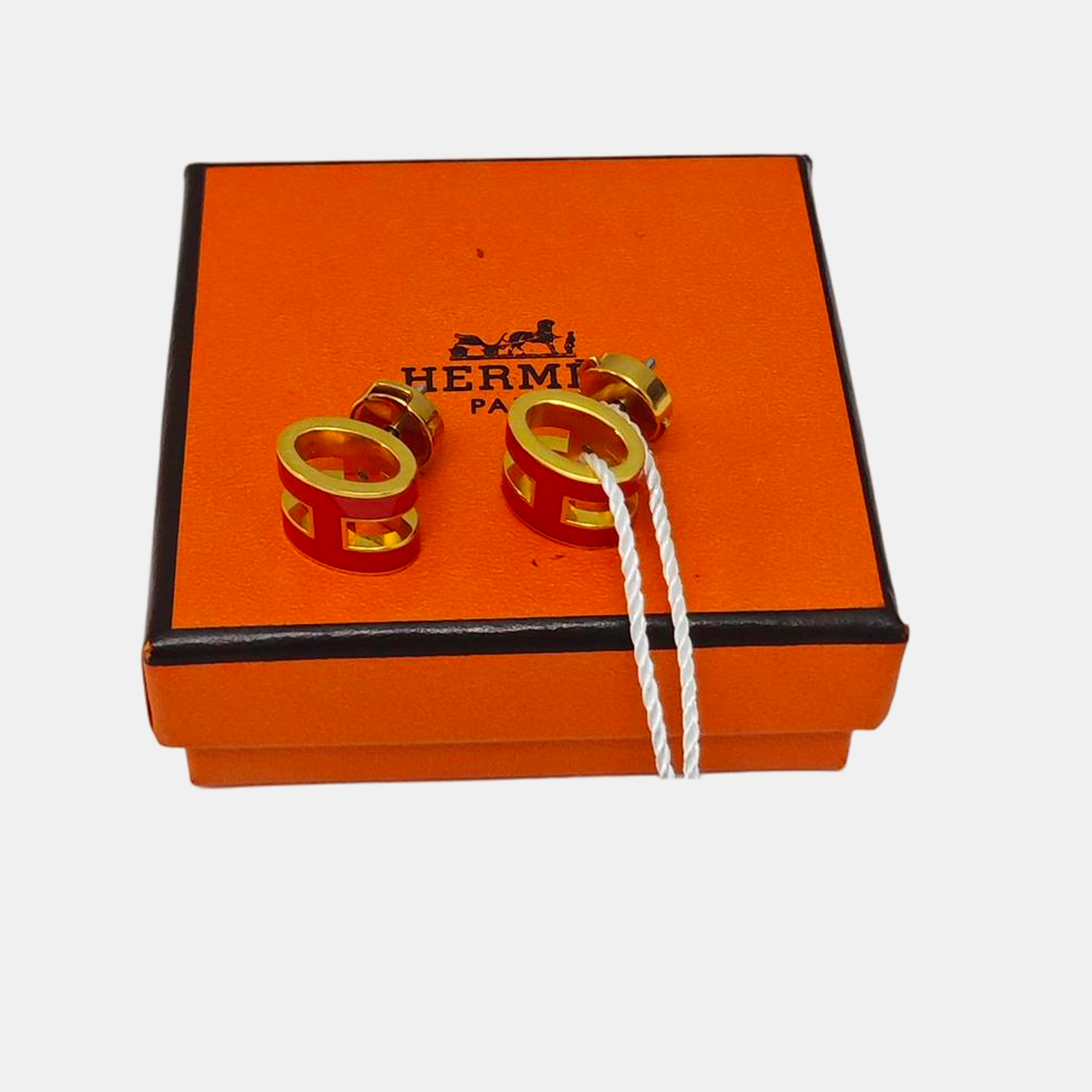 Metal Orange Stud Earrings