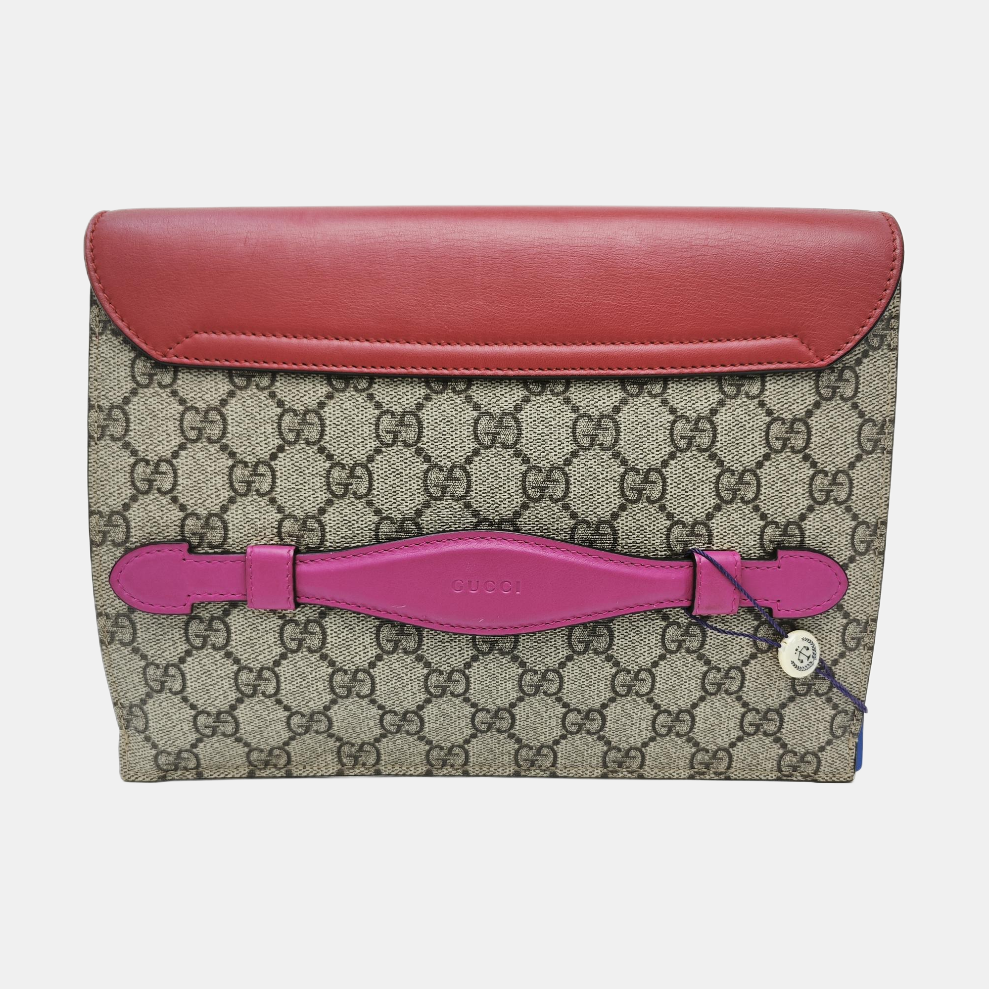Monogram Coated Canvas Clutch Beige