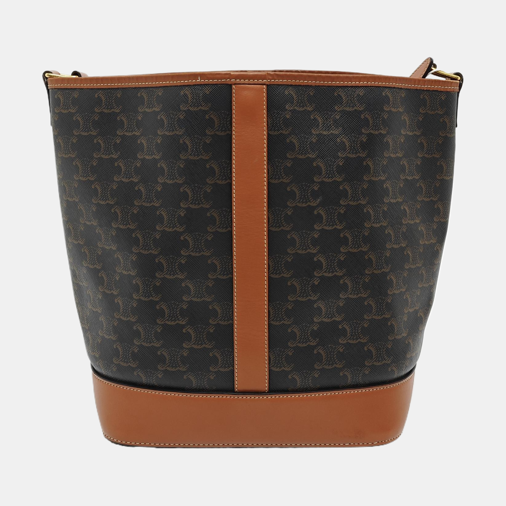 Authenticated pre-owned  TRIOMPHE CANVAS Medium Coated Canvas Brown - Bucket Bag at Looply
